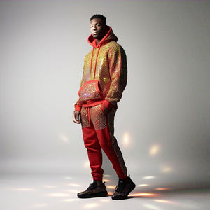 ชุดวอร์มผ้าฟลีซประดับเพชรแบบปรับแต่งได้สำหรับผู้ชาย ดีไซน์ระบายอากาศสำหรับฤดูหนาว - บริการ OEM - Product Image 1