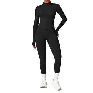 Ensemble de leggings de yoga et de vestes de sport pour femmes, de haute qualité, doux comme du beurre, populaires, à manches longues, pour l'entraînement en salle de sport - Product Image 2