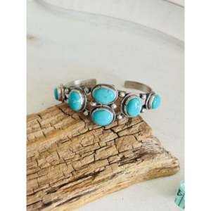 Bobby Johnson Kingman Fashion <b>Cuff</b> <b>Bracelet</b> Turquoise & Sterling <b>Silver</b> Cluster Design - Product Image 1