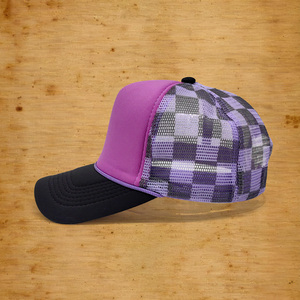 Venta al por mayor a granel en blanco logotipo personalizado de moda 5 paneles gorra de béisbol lisa de dos tonos de color papá sombrero Vintage gorra de camionero - Product Image 3