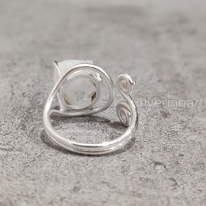 Joyería de piedra cruda, anillo de mujer, piedra lunar arcoíris Natural, piedra preciosa, piedra natal de junio, joyería de diseñador, anillo de Plata de Ley 925 - Product Image 5