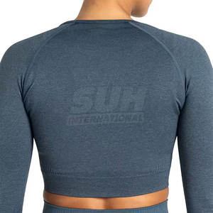 Tops de Yoga para Mujer, Ropa Deportiva de Gimnasio, Alta Calidad, Suave, Transpirable, Ligero, Spandex/Nailon, Cuello Redondo, Manga Larga, Ajuste Entallado - Product Image 2