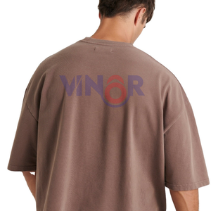 เสื้อยืดโอเวอร์ไซส์ผ้าฝ้ายใส่สบายสำหรับผู้ชายเสื้อยืดโอเวอร์ไซส์ธรรมดาหลากสีโลโก้ตามสั่ง - Product Image 3