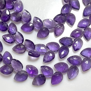 ลูกแพร์เหลี่ยมเพชรพลอยอเมทิสต์สีม่วงลูกปัดบริโอเลตต์พลอยธรรมชาติสำหรับทำเครื่องประดับ - Product Image 1