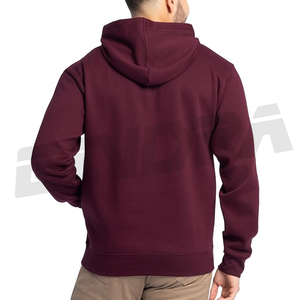 Sweat à capuche bordeaux pour homme avec logo personnalisé, en tissu polaire écologique, avec poche, pour un confort décontracté, style streetwear et gym - Product Image 2