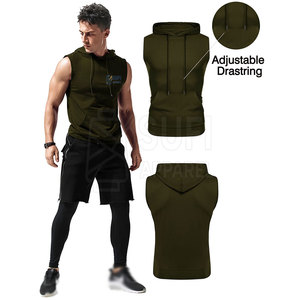 Custom Design Solid Autumn <b>Men's</b> <b>Sleeveless</b> Pullover <b>Hoodie</b>-Cotton Blend Quick Dry Breathable Lightweight High Quality Custom - Product Image 3