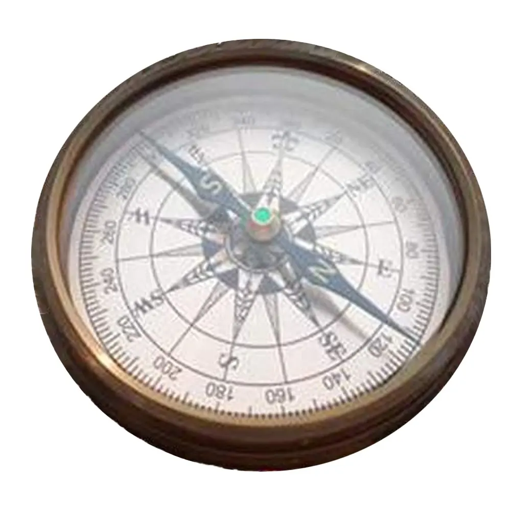 Messing Magnetisch Kompas, Nautisch Kompas Messing Kompas In Houten Doos Of Houten Basis, Promotiepapier Wright Kompas Uw Logo
