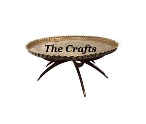 Stainless Steel Silver Color <b>Side</b> <b>Table</b> With Wooden Stand Deluxe Quality Round Shape Bed <b>Side</b> <b>Table</b> At Low Price - Product Image 2