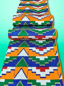 Tissu de conception ethnique, vêtement traditionnel, largeur 51 pouces, tissage jacquard Kente, 100% coton, poids moyen 270, accessoires - Product Image 5