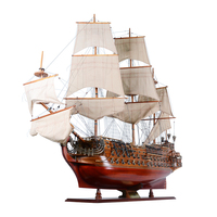 T190S - San Felipe Straight Sails - Maquette de bateau en bois artisanale peinte en cèdre avec support de présentation nautique - Décoration d'intérieur - Cadeau