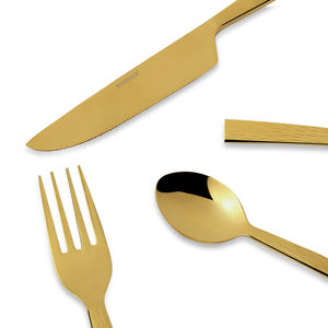 Ensemble de couverts modernes en acier inoxydable avec motif PBN finition brillante dorée Vaisselle de luxe pour la salle à manger Collection Fête Passe au lave-vaisselle - Product Image 2