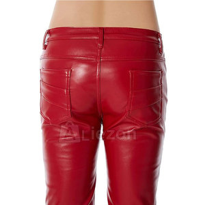 Pantalons en cuir pour hommes de style de la rue Pantalons en cuir à fermeture éclair coupe ajustée pour vêtements de mode Pantalons en cuir - Product Image 6