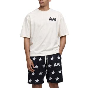 Conjunto de Pantalones Cortos de Verano para Hombre, Camiseta Ligera Informal y Pantalones Cortos con Estampado de Estrellas, Ajuste Cómodo en la Cintura, Venta al Por Mayor OEM - Product Image 1