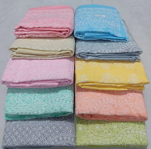 Elegante vestido Chikanwork con hermosos detalles hechos a mano con tela de diseñador y bordado pesado para uso festivo - Product Image 6