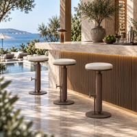 Tabouret de bar de qualité commerciale pour hôtel et complexe hôtelier, en acier inoxydable, rembourré, rond, chaise de bar OEM personnalisée
