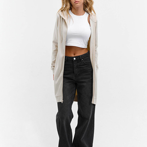 Streetgrace OEM Custom <b>Longline</b> <b>Hoodie</b> for <b>Women</b> Breathable Cotton Blend Fleece Fabric Private Label Oversized Fit Pullover - Product Image 3