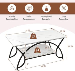 Su espacio vital con esta elegante mesa de centro con una mesa de aspecto de mármol, un elegante marco de metal y una cómoda parte inferior. - Product Image 4