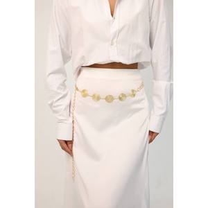 Ceinture de taille pour femme avec détail chaîne dorée, ceinture pour robe, ceinture pour jupe, ceinture pour pantalon - Doré - Product Image 4