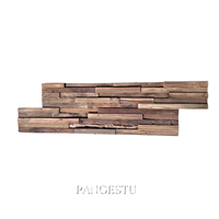 Panneau mural insonorisant géométrique moderne en bois de teck recyclé, revêtement massif empilé, intérieur rustique naturel pour appartement