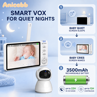 Moniteur bébé 2,4 GHz FHSS 720P HD avec détection de mouvement, vision nocturne, audio bidirectionnel, surveillance de la température et adaptateur secteur pour usage domestique