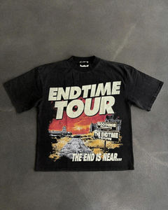 Camiseta Vintage 100% de algodón para hombre, Camiseta de punto holgada de longitud corta informal con serigrafía de peso pesado personalizada de 260 Gsm - Product Image 1