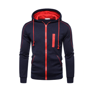 2026 Autumn New Men's Solid Long Sleeve Zipper-Up <b>Hoodie</b> 100% Cotton Embroidered Pocket Sweet Streetwear Sweatshirt - Product Image 4