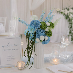 Arreglo Floral para Eventos, Bola de Hortensias Artificiales Grandes de 30-60cm, Azul y Verde, Centro de Mesa para Altar - Product Image 5