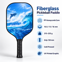 Raquette de pickleball en fibre de verre 16 mm, noyau en nid d'abeille PP, pressée à froid, légère, grand sweet spot, protection des bords, impression UV personnalisée OEM