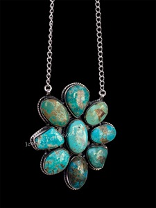 Excellente qualité 925 argent Sterling Arizona Turquoise collier princesse coupe or femmes concepteur prix de gros usine - Product Image 5