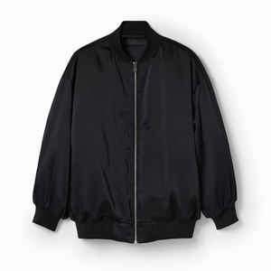 Amriss Custom Women's Trendy Baggy Bomber Chaquetas Transpirable Liso Teñido Prendas de abrigo Ropa de moda Fabricante de Bangladesh - Product Image 1