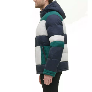 Veste matelassée imperméable à capuche noire pour homme, légère, streetwear d'hiver, veste matelassée, impression de logo personnalisée, prix de gros - Product Image 3