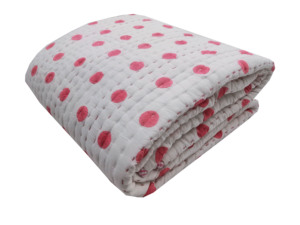 Top Handmade Cotton Bedspread <b>Set</b> Polka Dot Print Kantha Quilt Light Weighted Queen Size Throw <b>Bedding</b> - Product Image 2