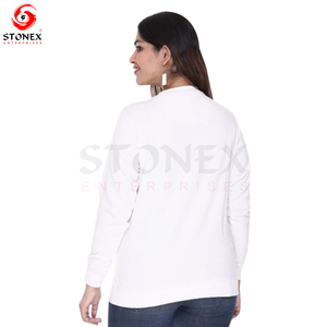 Venta al por mayor de manga larga de cuello redondo Crop Top Casual Solid Loose Fit Workout Cropped Pullover sudadera para las mujeres - Product Image 4