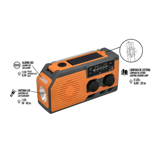 Torcia LED Solare di Emergenza con Radio, Alimentazione a Batteria, Ricarica Manuale a Dinamo - Product Image 3