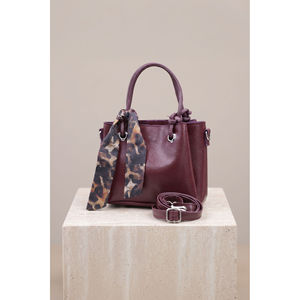 Sac à main et à bandoulière zippé d'été avec détail écharpe en cuir imprimé PU et tissu de soie 131 - Product Image 1