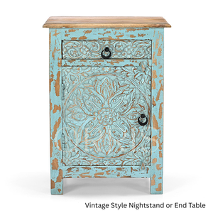 Mesita de Noche Vintage de Madera con Cajón, Mueble de Almacenamiento para Dormitorio, Sala de Estar, Uso en Hoteles, Diseño Moderno, Hecho a Mano, Mueble Duradero para el Hogar - Product Image 2