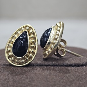 Classic 925 Sterling Silver <b>Earrings</b> Excellent Quality Gold-Plated <b>Black</b> <b>Onyx</b> Gemstone Handmade Bezel Setting for Parties Gifts - Product Image 3