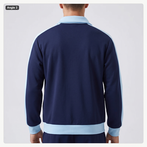 Men's Eco-friendly Breathable Waterproof Two-Tone PU Fabric Casual Bomber <b>Jacket</b> with Contrast Stripe <b>Zip</b>-<b>Up</b> - Product Image 2