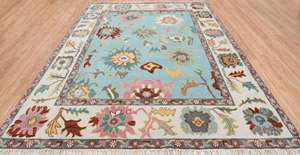 Tapis de qualité supérieure en laine pure tuftée à la main, design Ushak, avec dos en latex antidérapant, lavables, pour sols de maison - Product Image 4