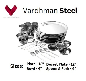 Juego de Vajilla de Acero Inoxidable de Primera Calidad de 24 Piezas con Diseño de Plantas, Cubiertos, Platos, Incluye Diseño Ins - Product Image 5