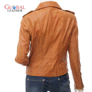 Chaqueta de Piel de Oveja Real para Mujer, Color Beige - Product Image 5