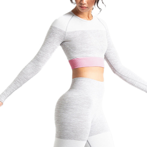 Conjunto de Yoga sin costuras de secado rápido para mujer, Reversible Sujetador deportivo, mallas, camisetas deportivas transpirables, pantalones, patrón sólido XS - Product Image 5