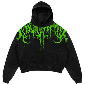 Impresión de logotipo personalizado French Terry Thick Heavy Pullover Hoodie para hombres 380 360 GSM Drop Shoulder sudadera de gran tamaño y polar - Product Image 1