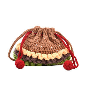 Sac bandoulière portable en fil tricoté au crochet, style hamburger, à fermeture ouverte, tendance, pour parents et enfants - Product Image 6
