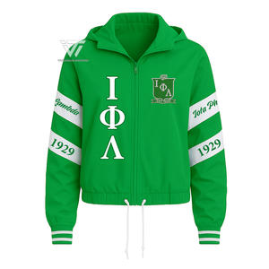 Venta al por mayor griego Iota Phi Lambda Sorority ropa bordada chaqueta con capucha Panel - Product Image 1