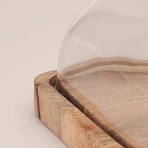 Handmade Non-Toxic Non-Stick <b>Glass</b> <b>Cloche</b> Wooden Base Square Cake Dome Reusable Food Display Cover Hand Wash Only Cheese Platter - Product Image 4