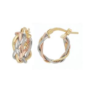 Del Pia - Aros de Lujo de Alta Calidad al por Mayor, Tres Colores, Cuatro Tubos, 10 mm, Chapado en Oro de 18 Quilates sobre Plata de Ley 925 - Product Image 6