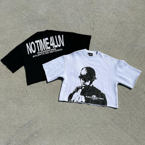 NUEVA Camiseta Personalizada para Hombre, Transpirable, Ligera, Estilo Vintage, Corte Holgado y Recortado, con Acabado Desgastado y Lavado Ácido - Product Image 1