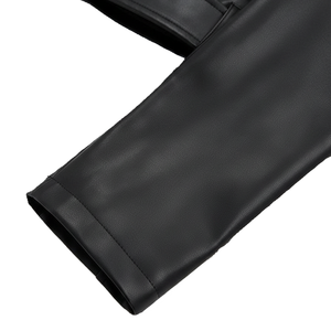 Nouveau Parka Court Femme en Fausse Fourrure de Renard et Similicuir Noir, Style Tissé Fin, Fermeture Éclair - Product Image 2