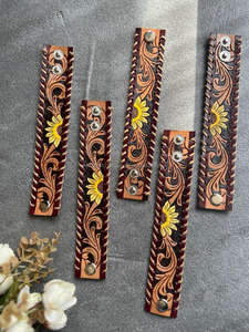 New Arrival Hot Selling Western Stylish Handmade Painted <b>Tooled</b> <b>Leather</b> Hand Cuff Bracelets Unisex Daily Wear Fashion Accessory - Product Image 4